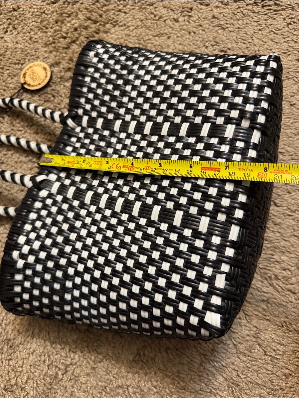 Maria Victoria Black and White Woven Tote Bag - Picture 7 of 7